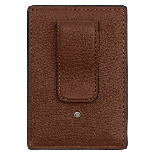 Coach Card Case With Money Clip Gunmetal Saddle Brown # CCF97