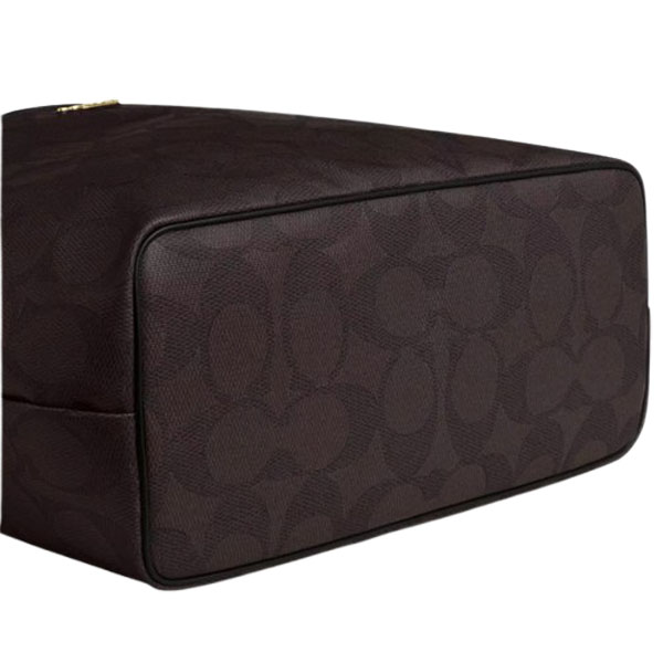 Coach Large City Tote Bag In Maxi Signature Canvas Walnut Black Dark Brown # CCD66