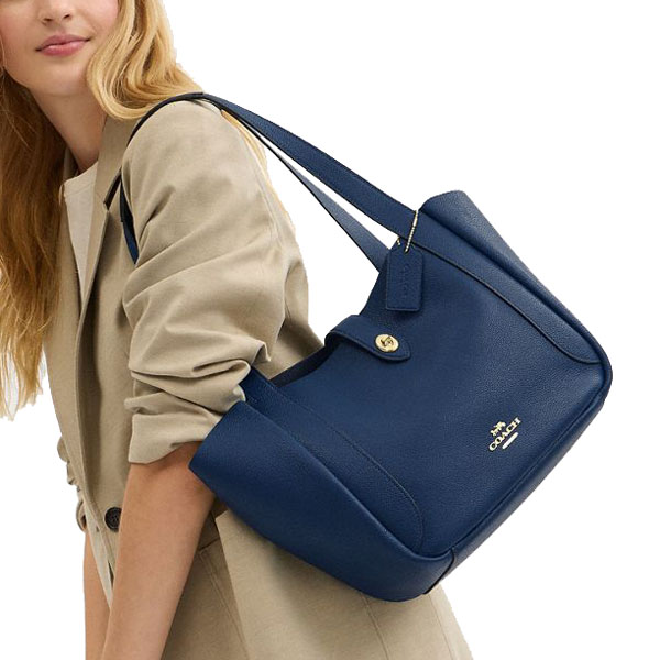 Coach Hadley Turnlock Tote Bag Deep Blue Dark blue # CAL17
