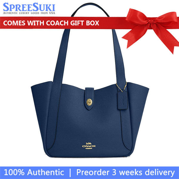 Coach Hadley Turnlock Tote Bag Deep Blue Dark blue # CAL17