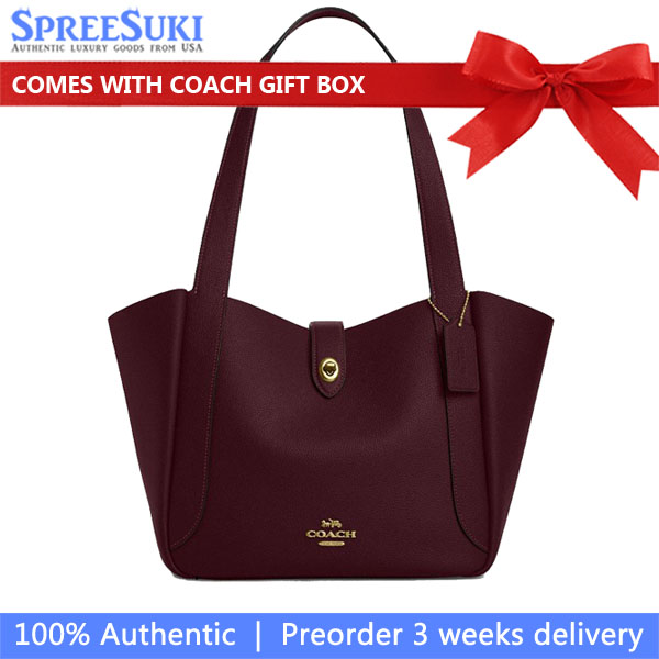 Coach Hadley Turnlock Tote Bag Dark Wine # CAL17