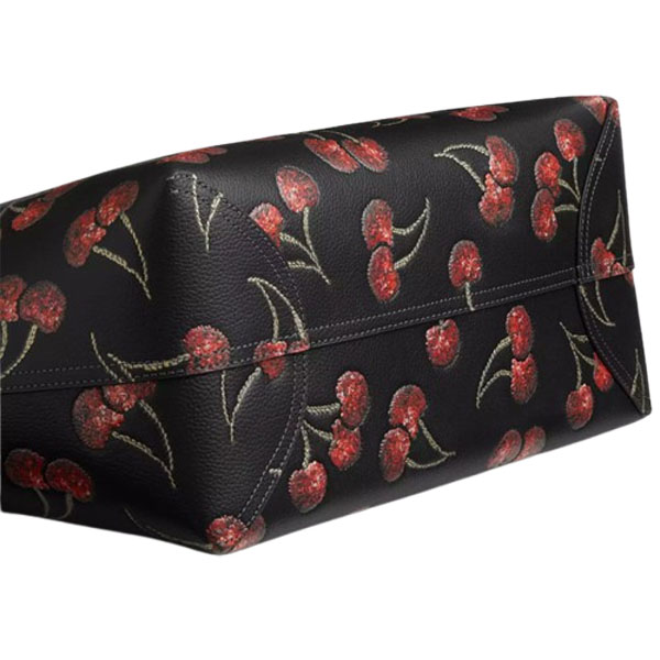 Coach City Tote Bag With Cherry Print Black Multi # CCZ18