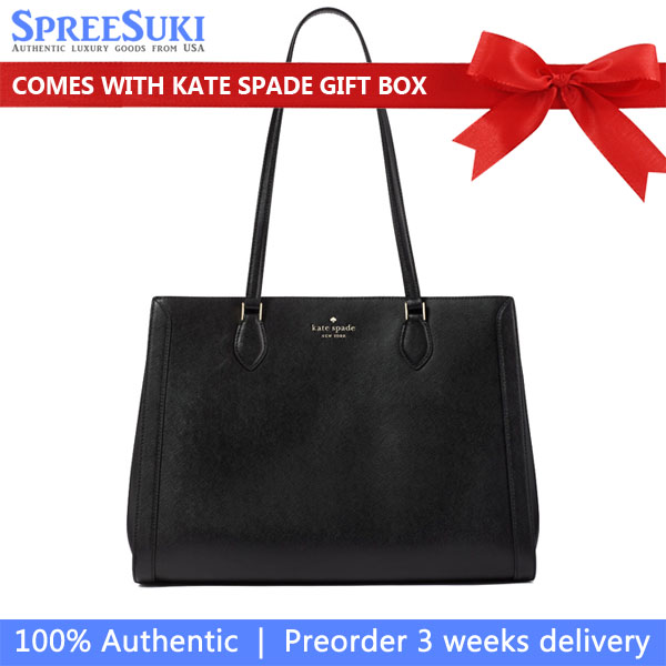Kate Spade Madison Saffiano East West Leather Large Laptop Tote Black # KC434