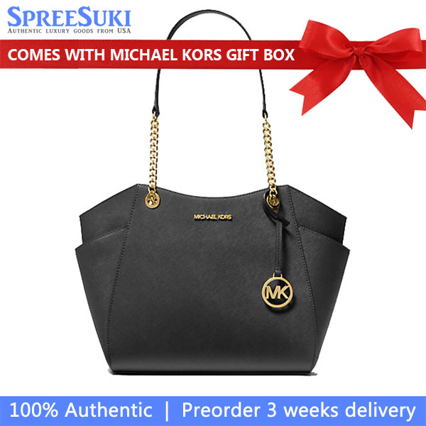 Michael Kors Jet Set Travel Large Chain Leather Shoulder Tote Black # 35T5GTVT3L