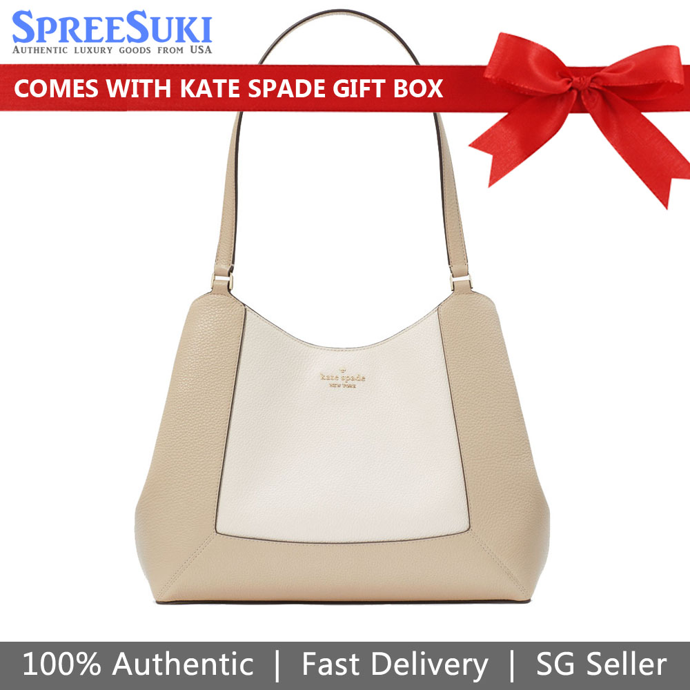Kate Spade Lena Colorblock Large Triple Compartment Shoulder Bag Tote Light Sand Multi # KH439