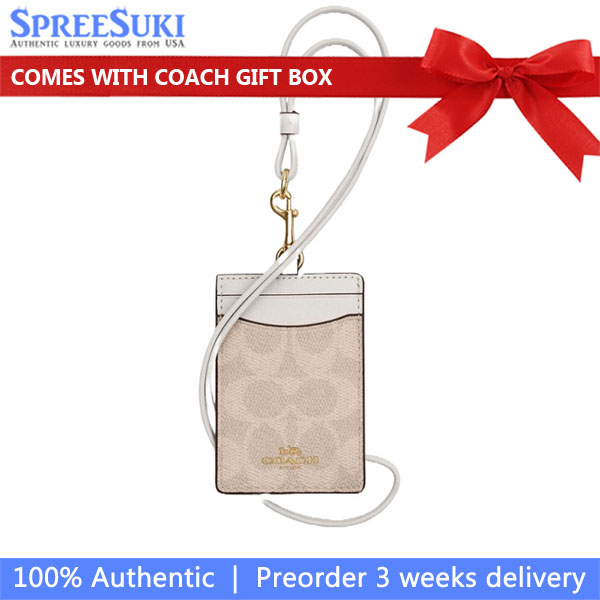 Coach Lanyard Id Signature Canvas Card Holder Card Case Card Holder Sand Chalk # CZ285