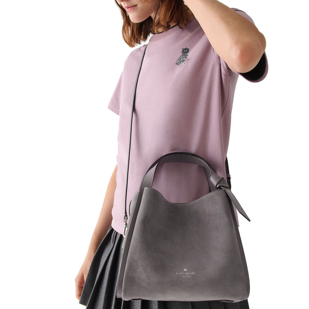 Kate Spade Knott Suede Convertible Carryall Hare Grey Multi # KN308