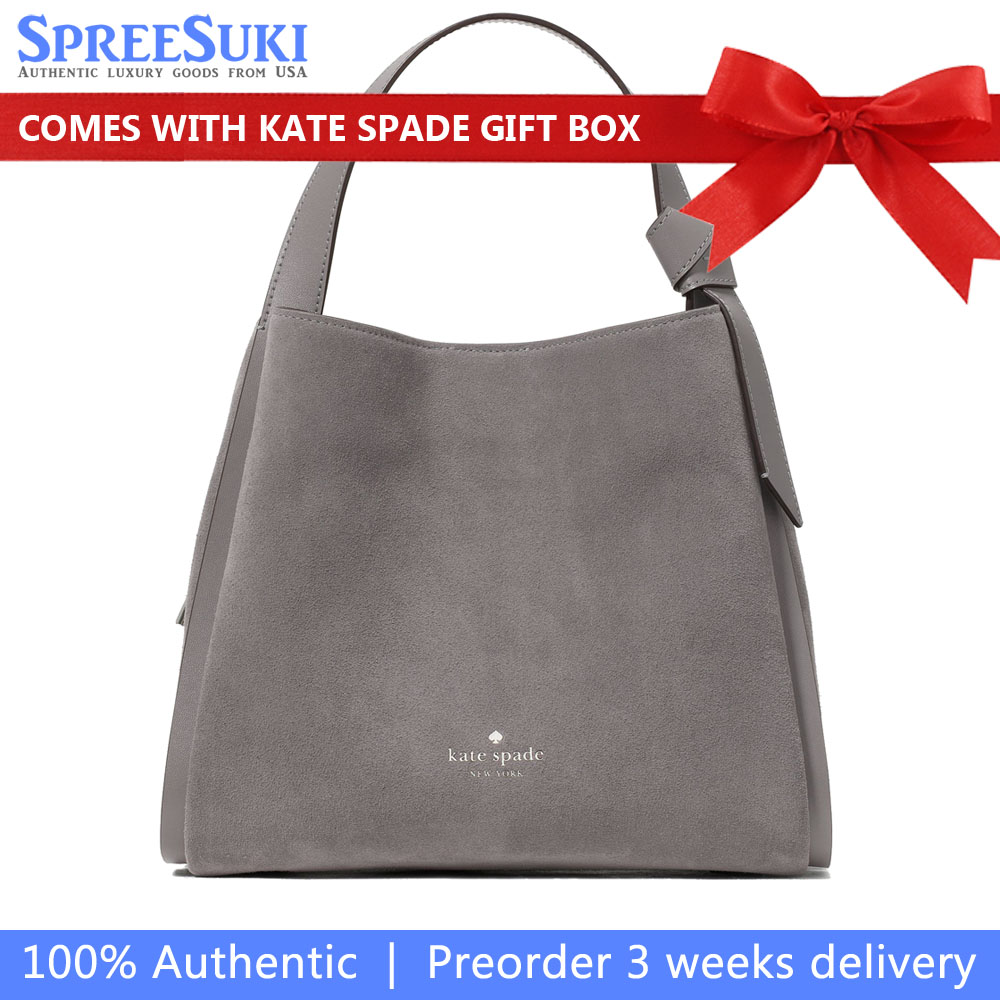 Kate Spade Knott Suede Convertible Carryall Hare Grey Multi # KN308