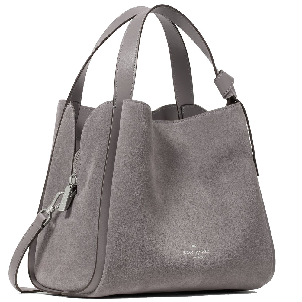 Kate Spade Knott Suede Convertible Carryall Hare Grey Multi # KN308