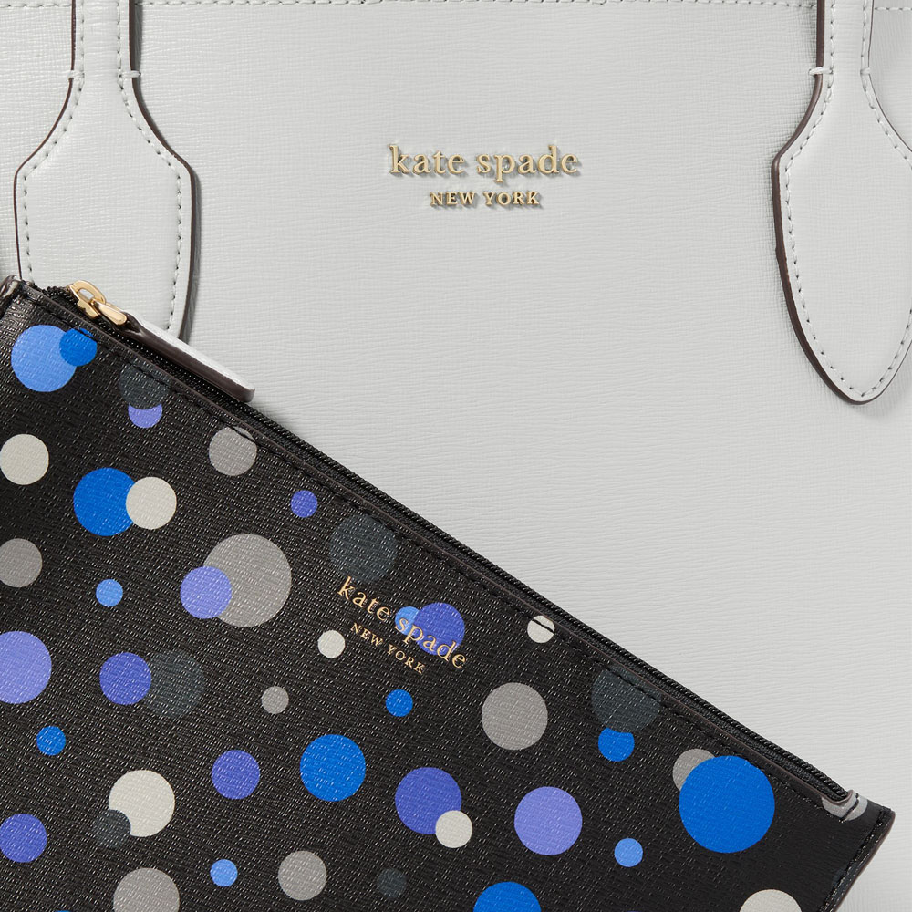 Kate Spade Bleecker Space Dot Large Tote Stone Path Light Grey # KI469