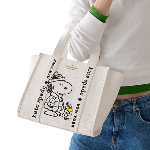 Kate Spade Peanuts X Ksny Snoopy Small Tote Cream Multi # KM629
