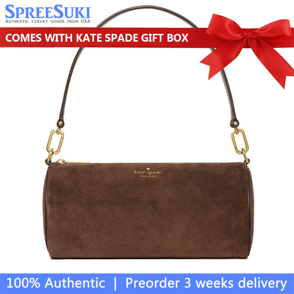 Kate Spade Roulette Suede Medium Shoulder Bag Hot Fudge Chocolate # KM699