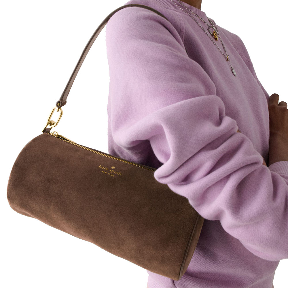 Kate Spade Roulette Suede Medium Shoulder Bag Hot Fudge Chocolate # KM699