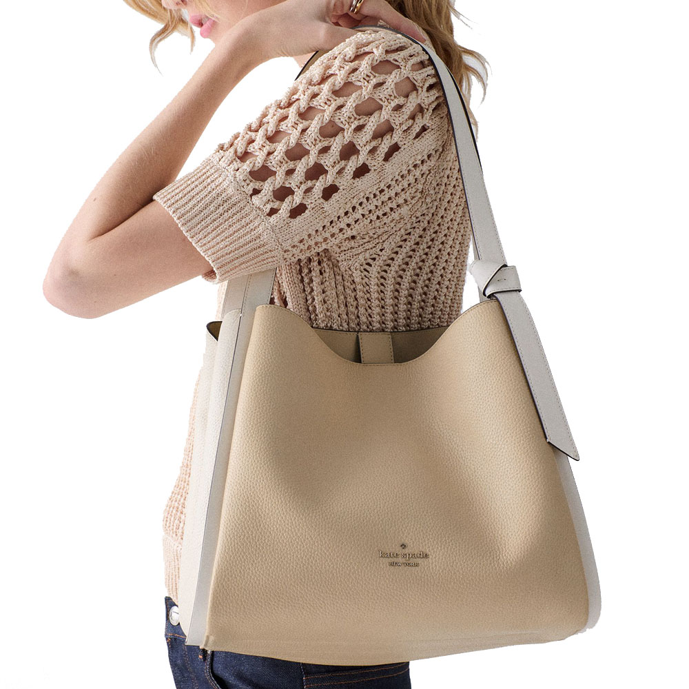 Kate Spade Knott Colorblock Large Carryall Light Cream Multi Beige # KM662