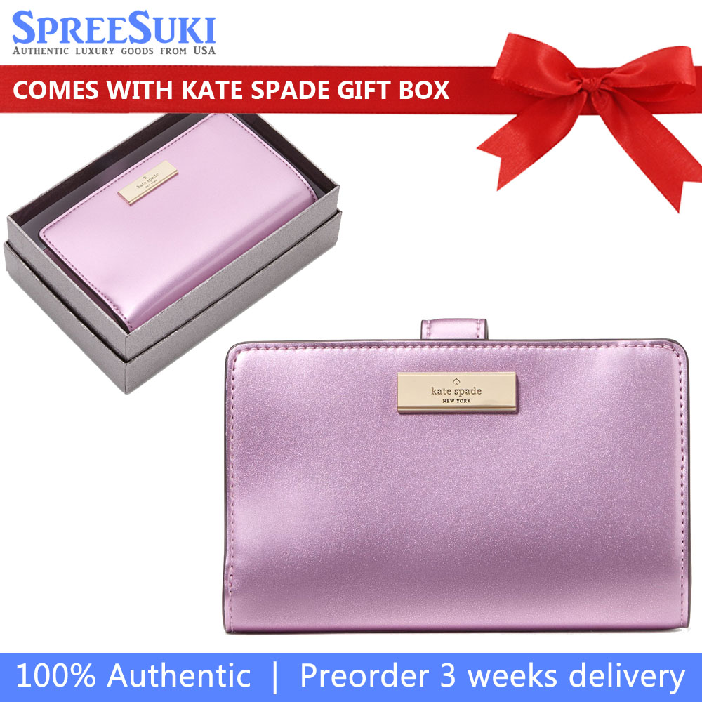 Kate Spade Kenzie Boxed Medium Compact Wallet Quartz Pink # KJ014