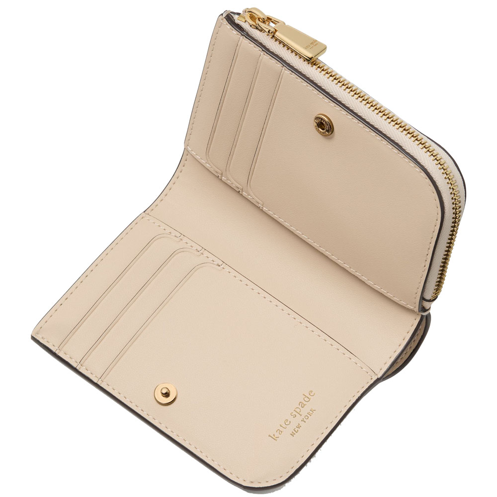 Kate Spade Spade Flower Small Compact Wallet Neutral Multi Beige # KJ646