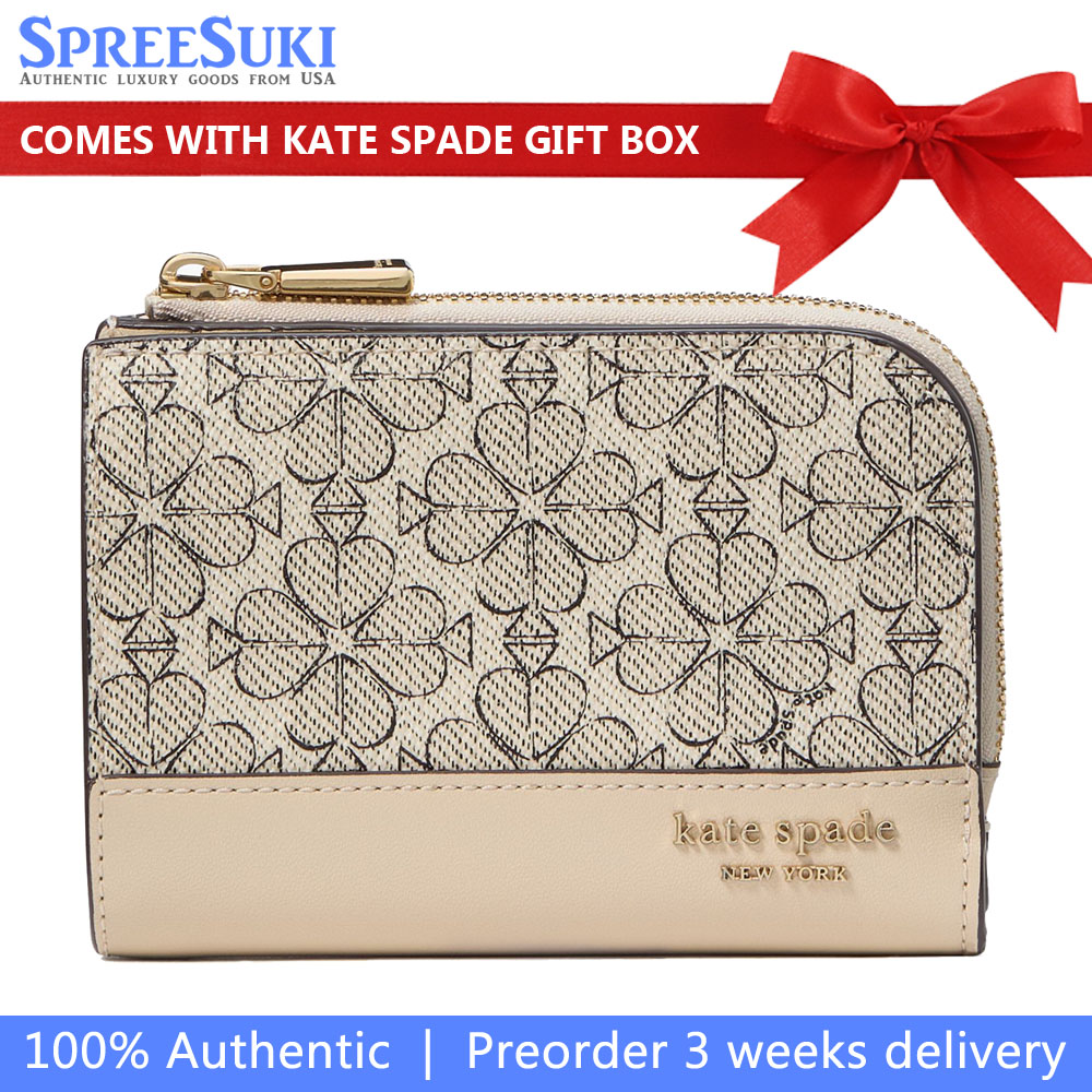 Kate Spade Spade Flower Small Compact Wallet Neutral Multi Beige # KJ646