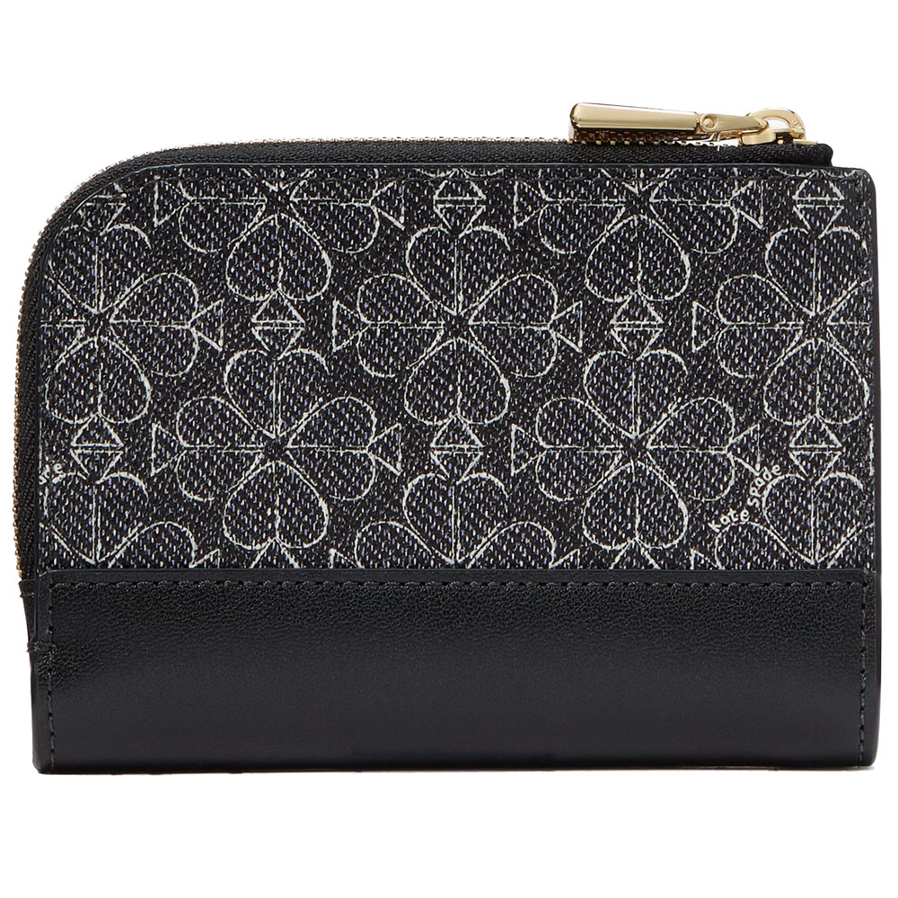 Kate Spade Spade Flower Small Compact Wallet Black Multi # KJ646