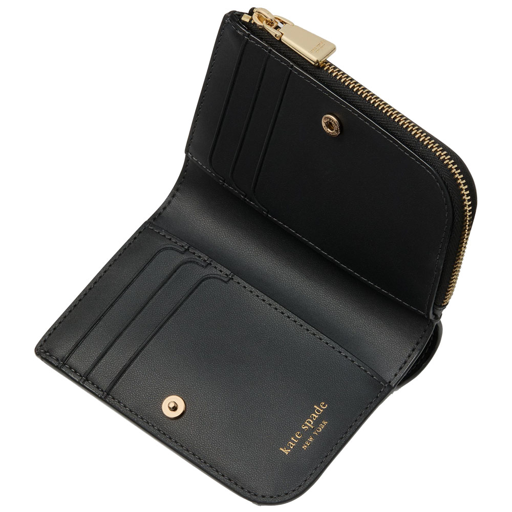 Kate Spade Spade Flower Small Compact Wallet Black Multi # KJ646