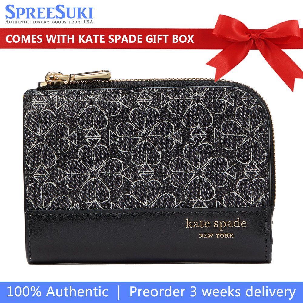 Kate Spade Spade Flower Small Compact Wallet Black Multi # KJ646
