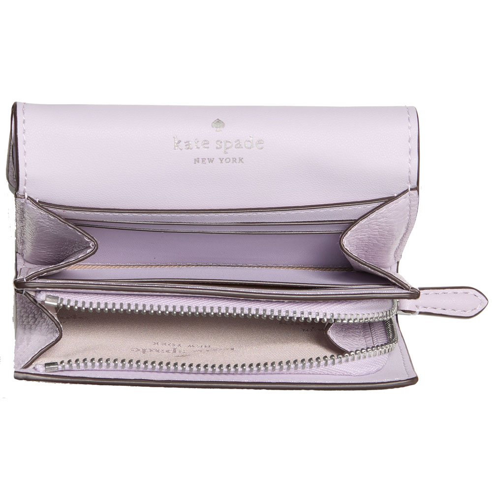 Kate Spade Small Wallet Kayla Pebble Leather Small Lzip Light Frozen Lilac Light Purple # KK056