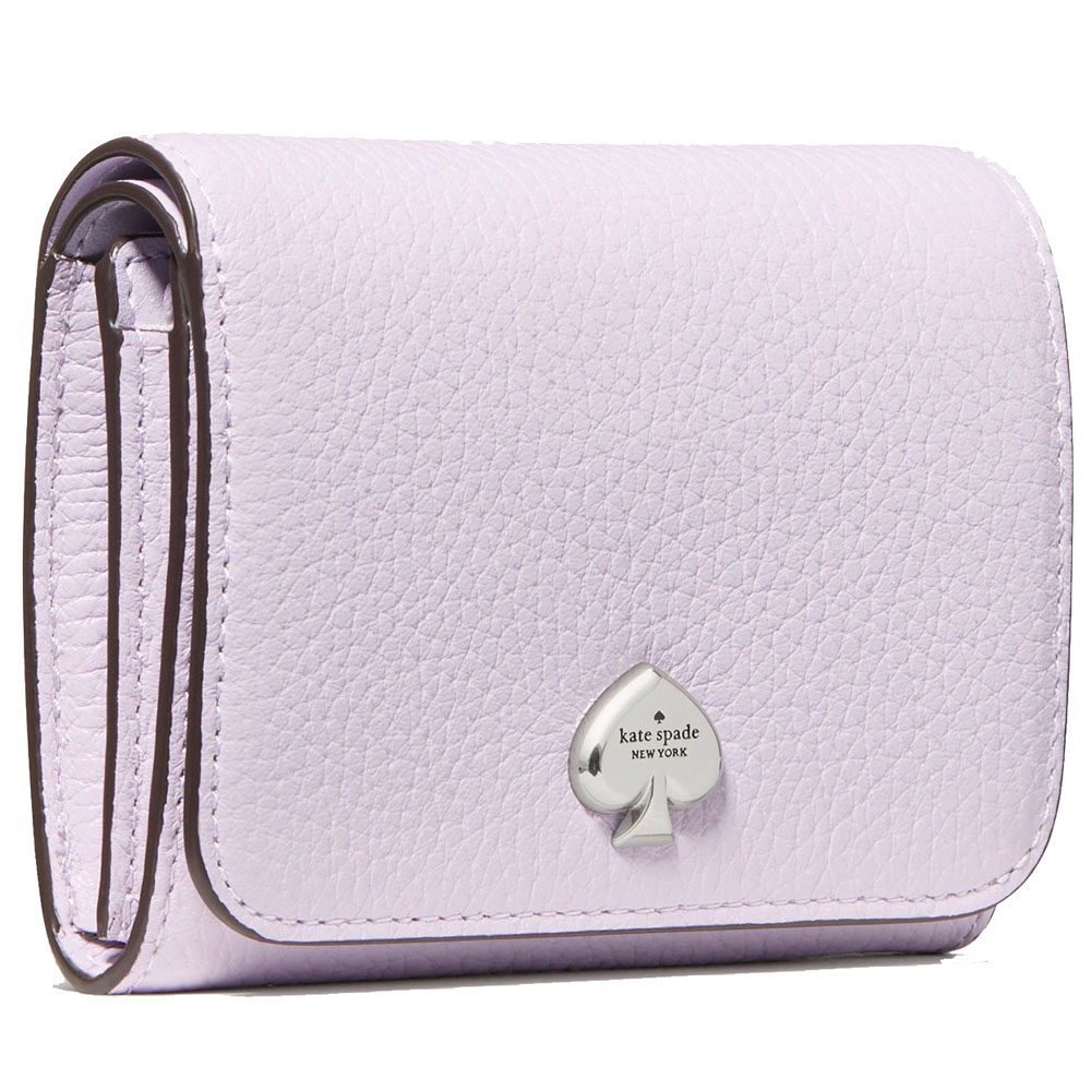 Kate Spade Small Wallet Kayla Pebble Leather Small Lzip Light Frozen Lilac Light Purple # KK056