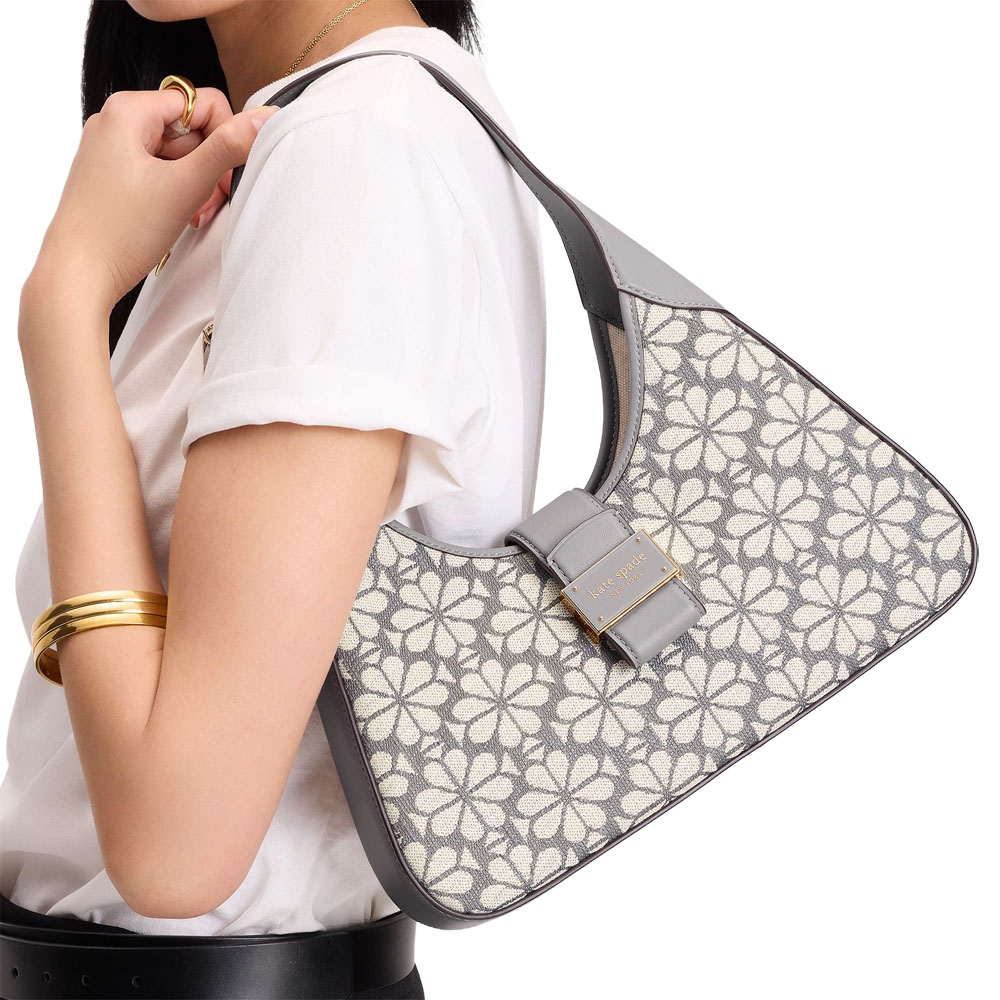 Kate Spade Spade Flower Jacquard Nouveau Small Shoulder Bag Grey Multi # KI455