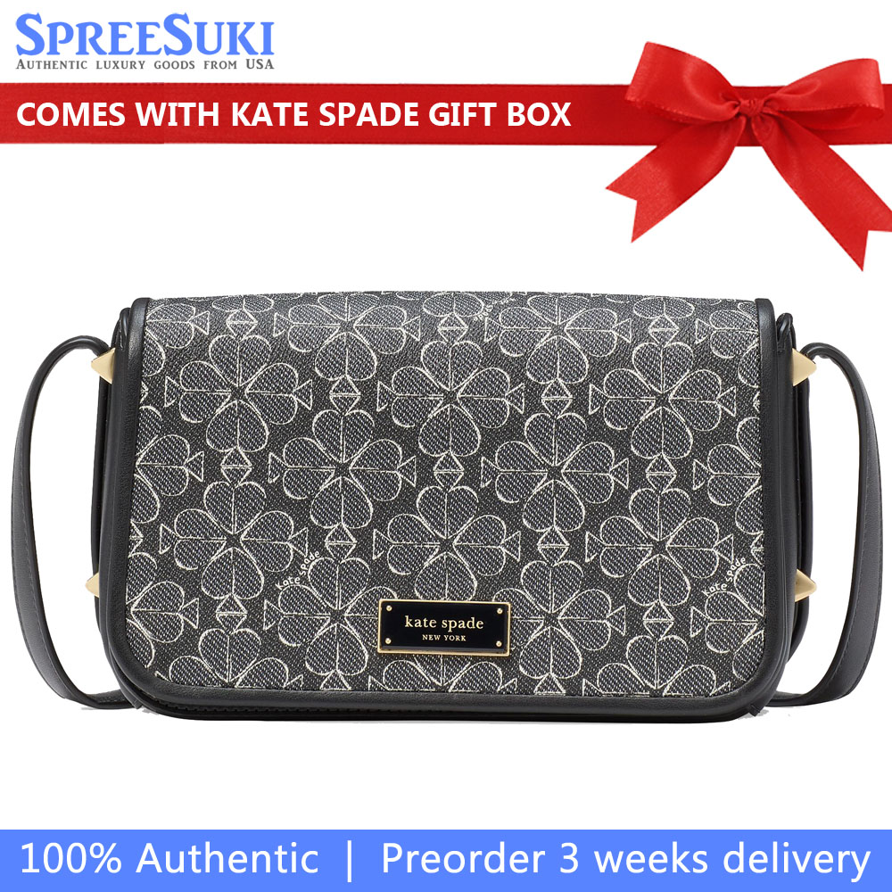 Kate Spade Liv Spade Flower Crossbody Bag Black Multi # KK576