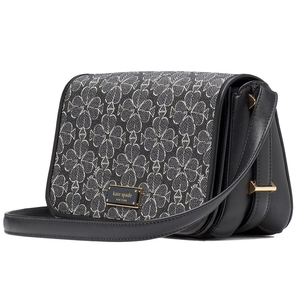 Kate Spade Liv Spade Flower Crossbody Bag Black Multi # KK576