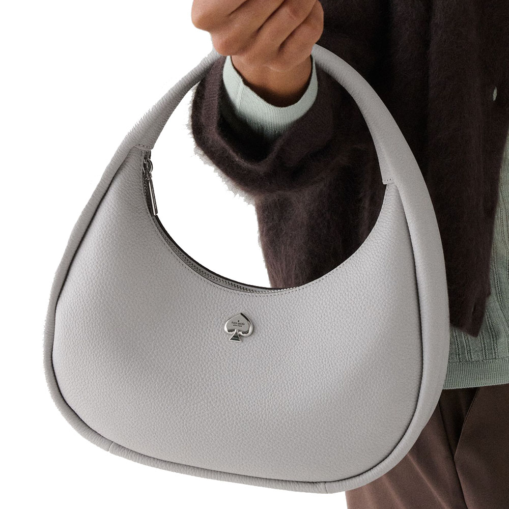 Kate Spade Kayla Crescent Shoulder Bag Platinum Grey # KK054