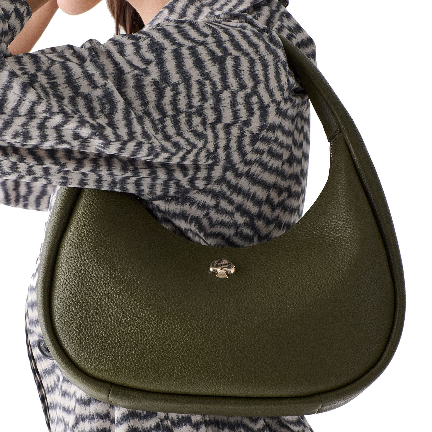 Kate Spade Kayla Crescent Shoulder Bag Seaweed Army Green # KK054