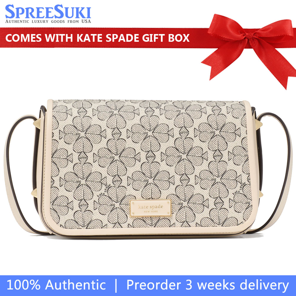 Kate Spade Liv Spade Flower Crossbody Bag Neutral Multi Beige # KK576