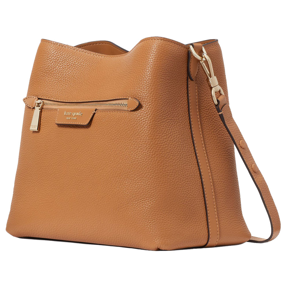 Kate Spade Hudson Pebbled Leather Shoulder Bag Bungalow Brown # KF863