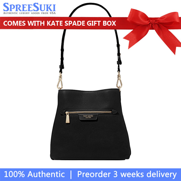Kate Spade Hudson Pebbled Leather Shoulder Bag Black # KF863