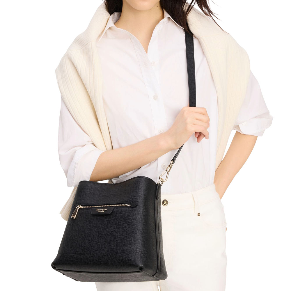 Kate Spade Hudson Pebbled Leather Shoulder Bag Black # KF863