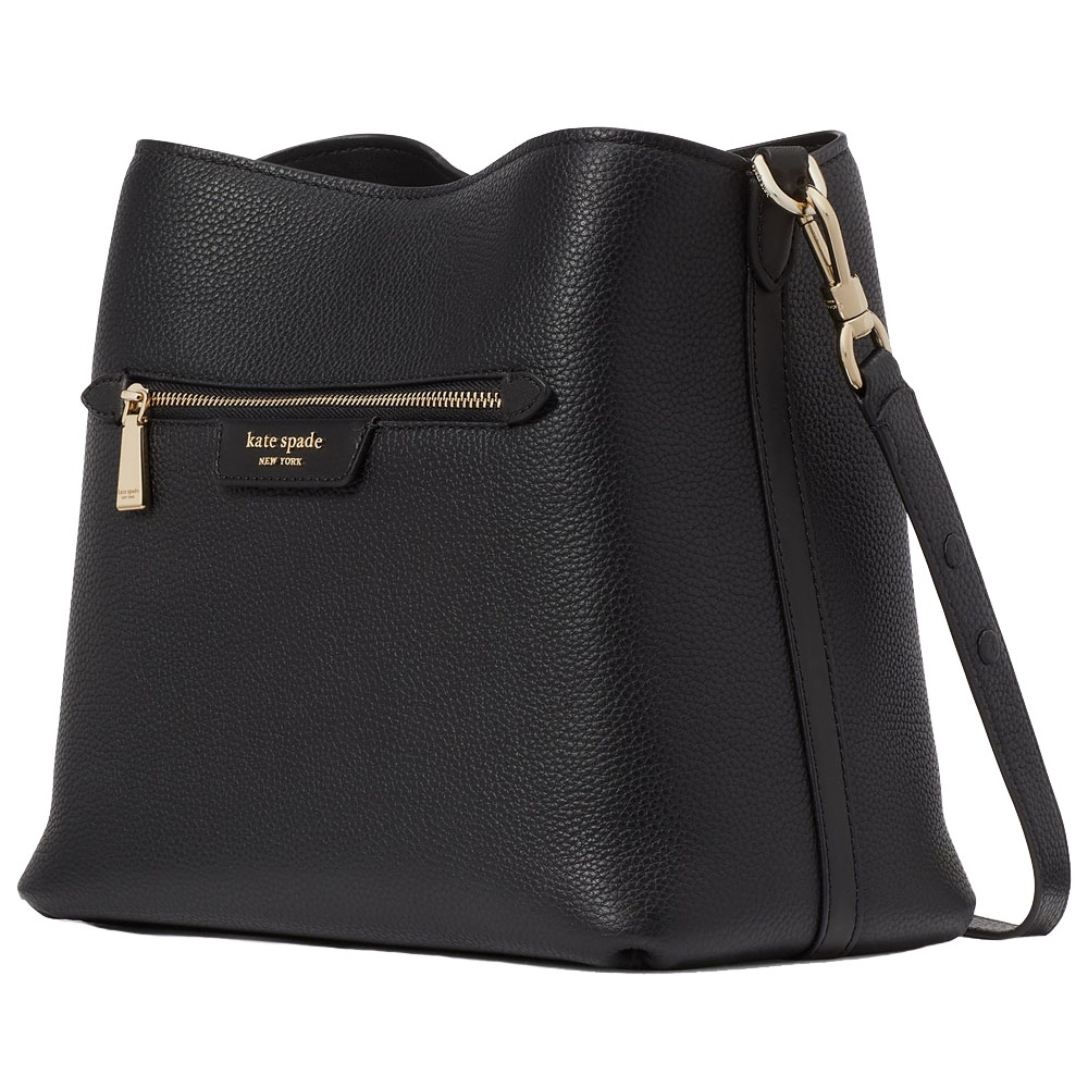 Kate Spade Hudson Pebbled Leather Shoulder Bag Black # KF863