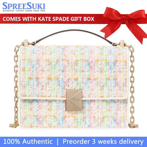 Kate Spade Deco Tweed Chain Shoulder Bag Multi Multicolor # KK774