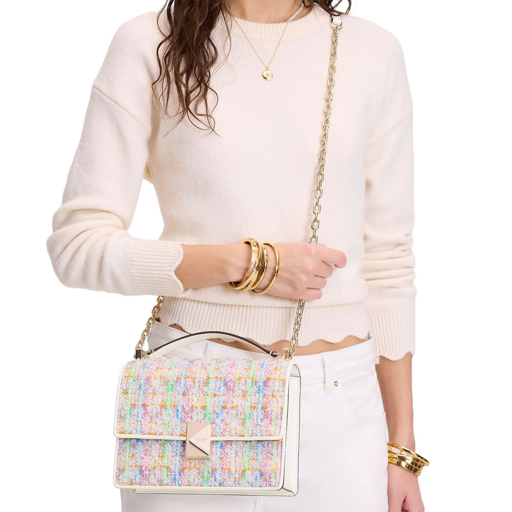 Kate Spade Deco Tweed Chain Shoulder Bag Multi Multicolor # KK774
