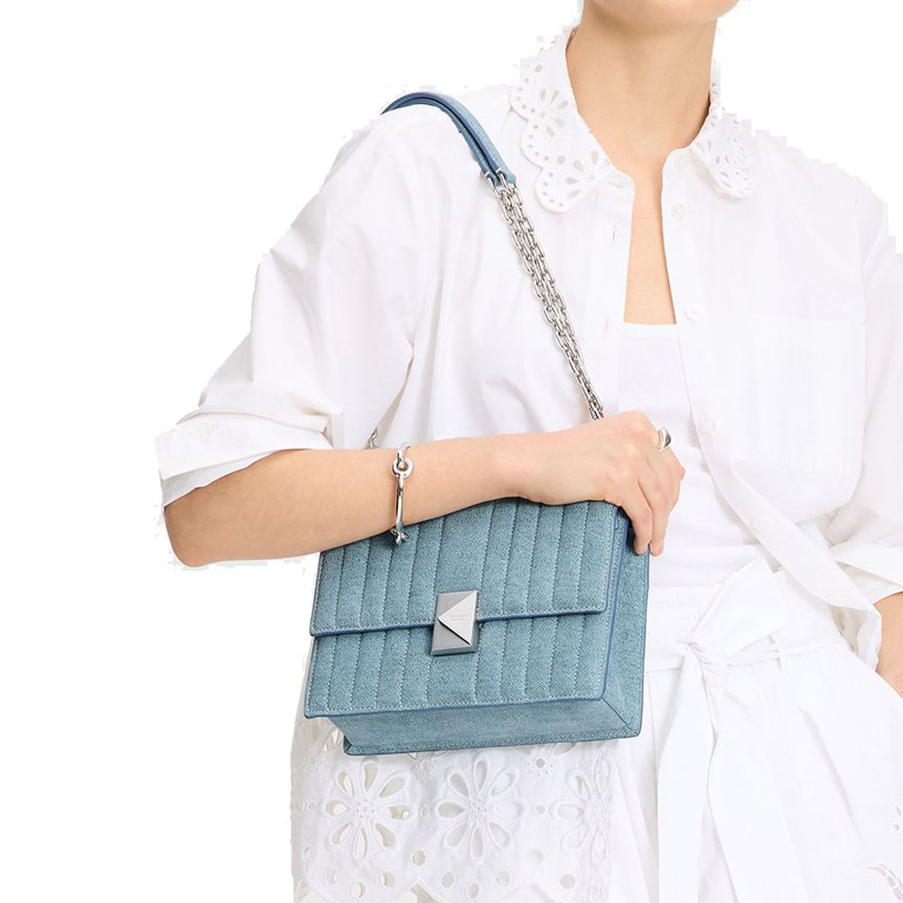 Kate Spade Deco Quilted Chain Shoulder Bag Blue Multi # KL646