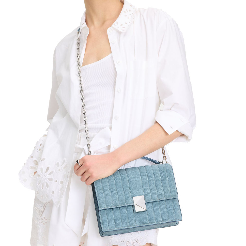 Kate Spade Deco Quilted Chain Shoulder Bag Blue Multi # KL646