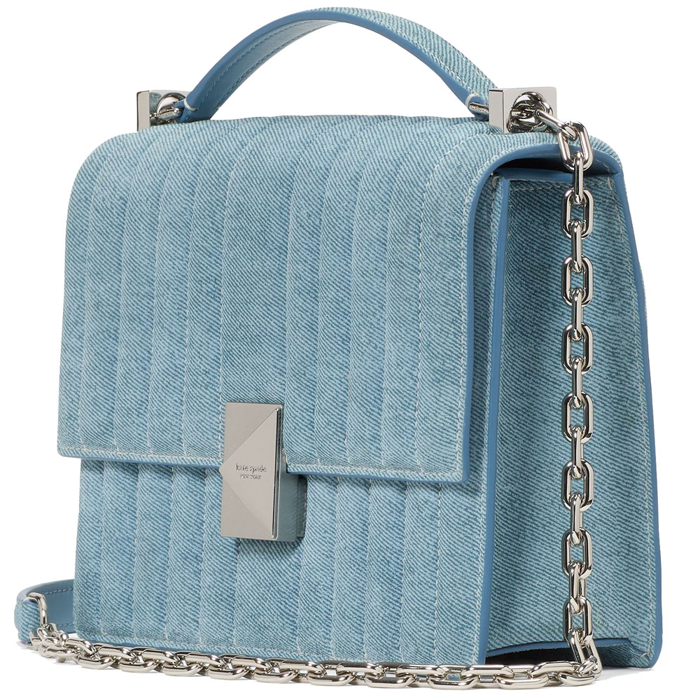 Kate Spade Deco Quilted Chain Shoulder Bag Blue Multi # KL646