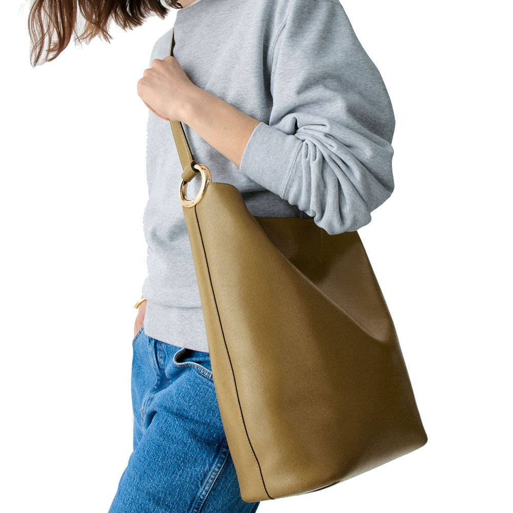 Kate Spade Halo Glazed Leather Large Bucket Bag Dried Thyme Green # KM254