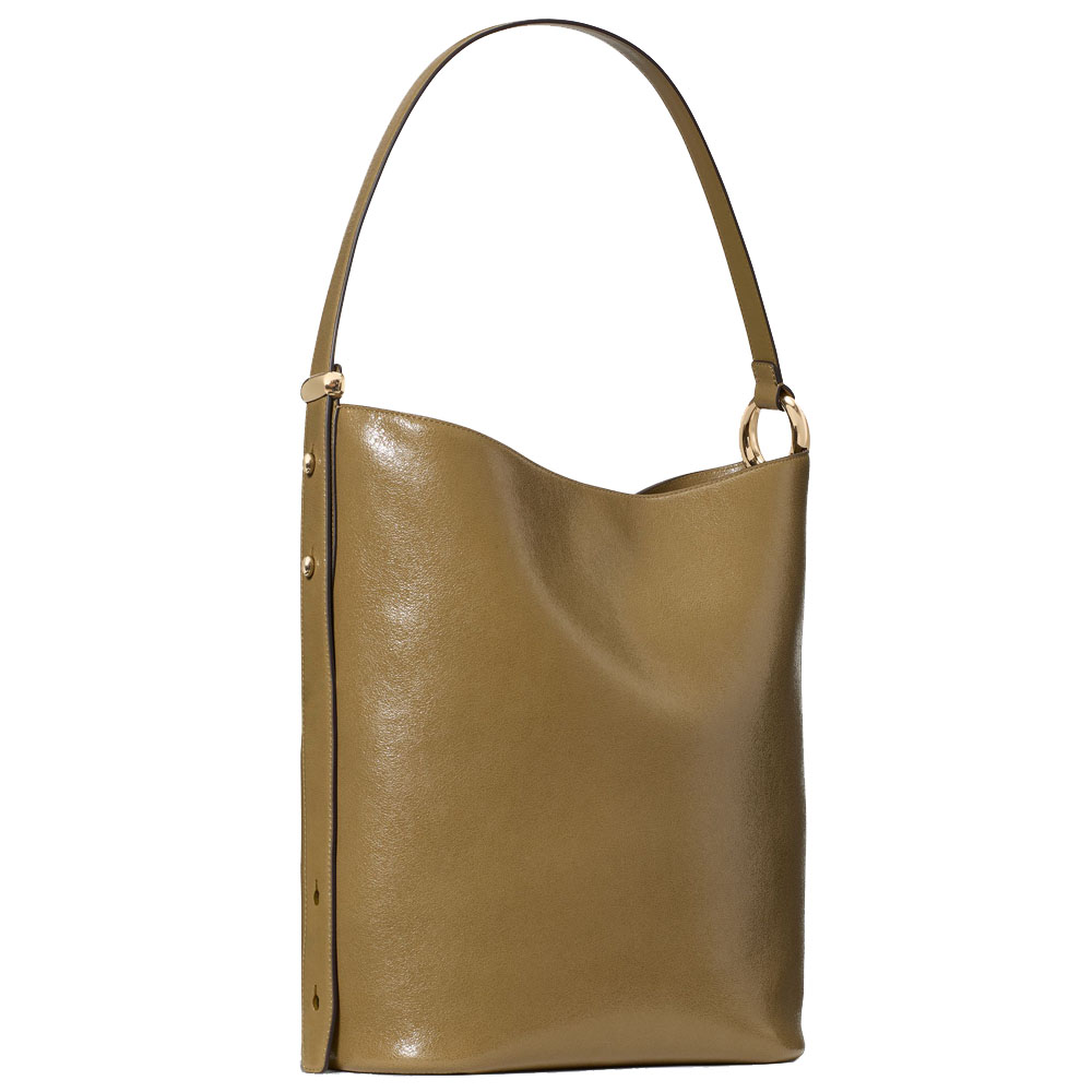 Kate Spade Halo Glazed Leather Large Bucket Bag Dried Thyme Green # KM254