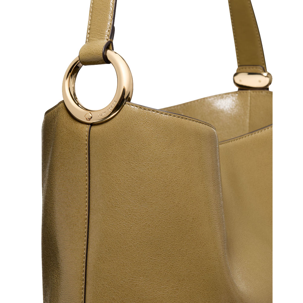 Kate Spade Halo Glazed Leather Large Bucket Bag Dried Thyme Green # KM254