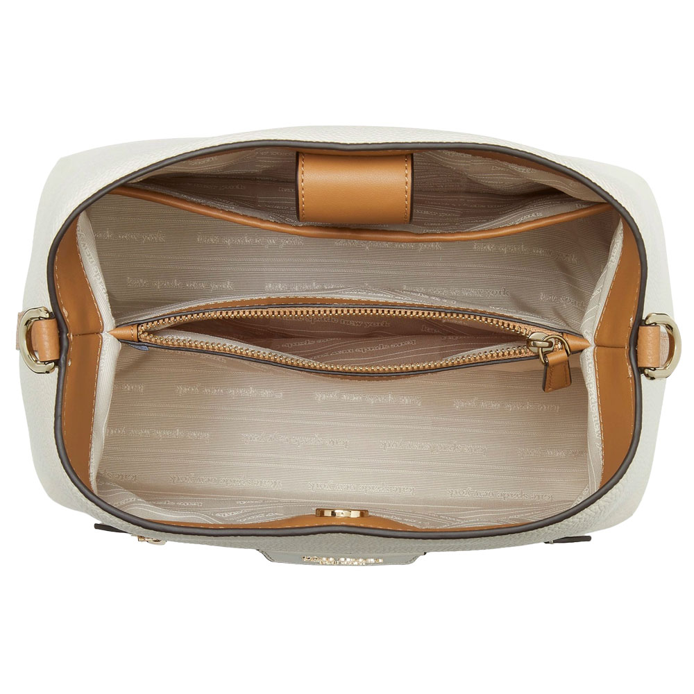 Kate Spade Hudson Colorblocked Pebbled Leather Shoulder Bag Parchment Multi White # KF857