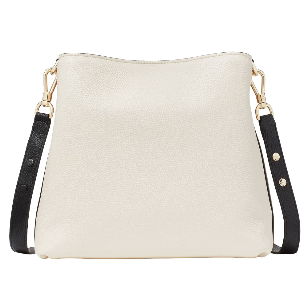 Kate Spade Hudson Colorblocked Pebbled Leather Shoulder Bag Parchment Multi White # KF857