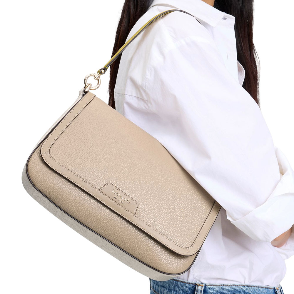 Kate Spade Hudson Convertible Shoulder Bag Timeless Taupe Multi Sand Brown # KF854