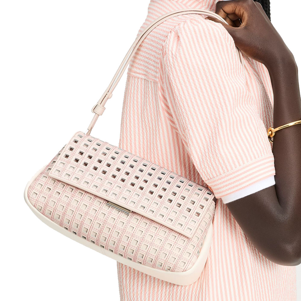 Kate Spade Grace Perforated Convertible Shoulder Bag Cream Multi White # KL650
