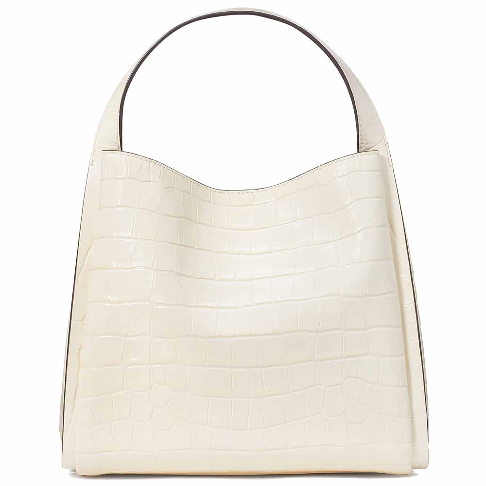 Kate Spade Knott Croc-Embossed Medium Crossbody Tote Halo White Off White # KE119