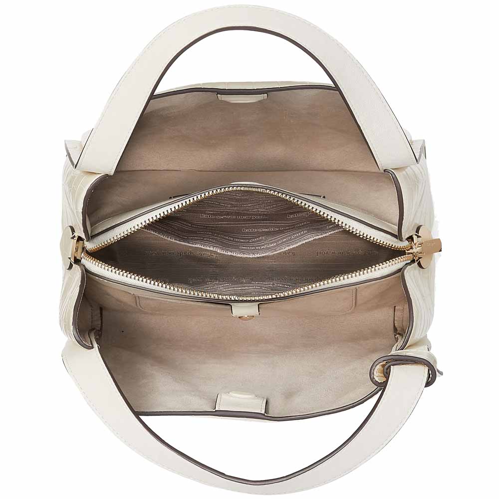 Kate Spade Knott Croc-Embossed Medium Crossbody Tote Halo White Off White # KE119